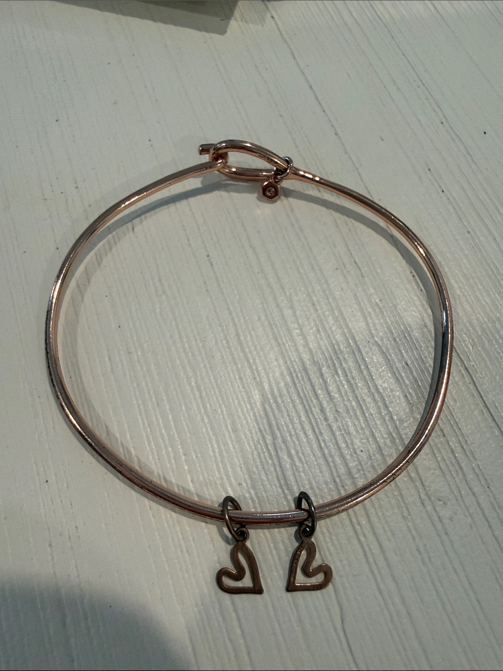 Origami Owl Rose Gold Double Heart Dangle Bangle